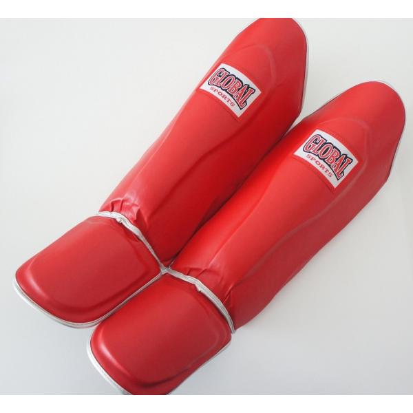 プロレッグガード (高級レザー) 048 赤 Mサイズ レガース スネ