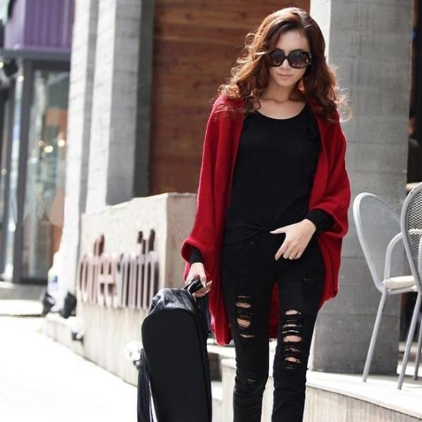 ロングカーディガン 長袖 ポンチョ 無地 薄手 トップス アウター 春 秋 冬 大きいサイズ グレー 赤 レディース Buyee Buyee บร การต วกลางจากญ ป น ซ อจากประเทศญ ป น