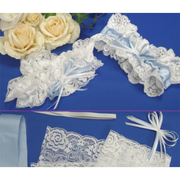 ガーターベルト 手作りキット アクアブルー or ホワイト 1個 結婚式 ガータートス ブライダル小物 diy サムシングブルー