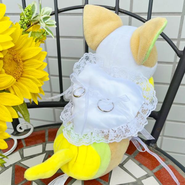 リングドッグ リングキャット 用 リングピロー 完成品  ハーネス 付き ハート型 ミニサイズ 指輪を結べるタイプ 犬 猫 ぬいぐるみ用