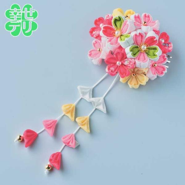 つまみ細工 お花の髪飾り 手作りキット（ピンク）裁縫 手芸 ハンドメイド ちりめん 和風