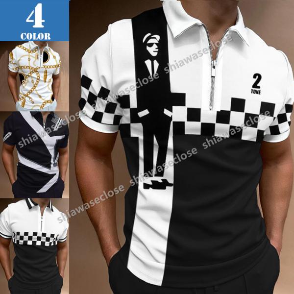 ポロシャツ メンズ 半袖 ゴルフシャツ ゴルフウェア POLO 柄シャツ