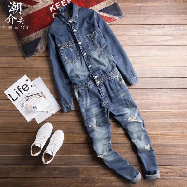 上品質 メンズサロペット オーバーオール デニム つなぎ