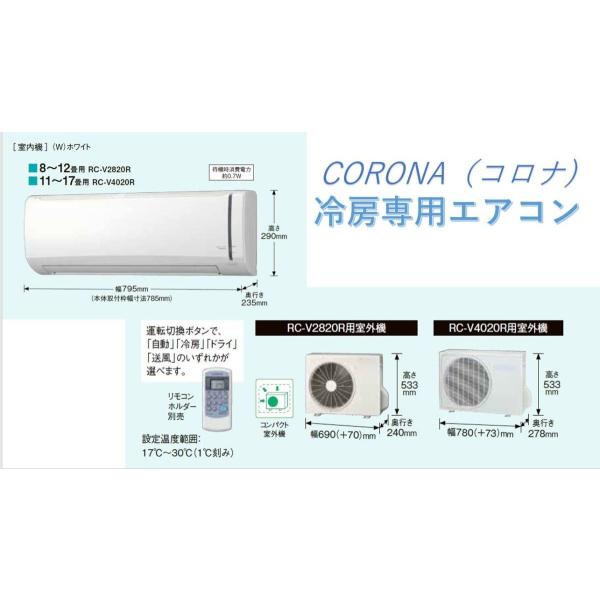 事業者様限定 コロナ Rc V40r 冷房専用エアコン 14畳程度 Rc V40r しあわせ設備next 通販 Yahoo ショッピング