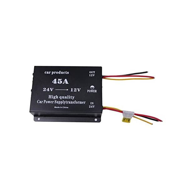 DCDC コンバーター 電圧 変換器 24V→12V 変圧器 デコデコ ヒューズ付 過電圧保護 30A/40A/45A/50A/60A 各種 バックアップ 機能付 大型車 トラック 車 (45A)