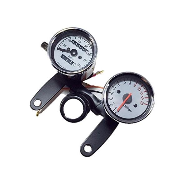 電気式 タコメーター & 機械式 スピード メーター セット 60mm ステー 金具 付 バイク 用 カスタム パーツ モンキー ゴリラ 等 汎用