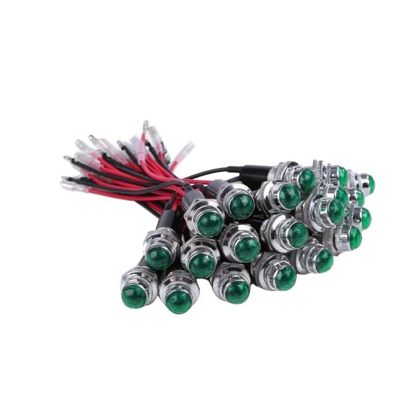 24V LED パイロット ランプ ダイヤカット 20個セット グリーン 16mm 16φ インジケーター ライト シグナル インジケータ カスタム パーツ 汎用品