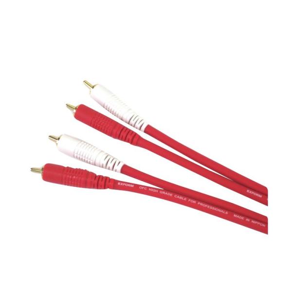 EXFORM COLOR TWIN CABLE 2RR-1M (RCA-RCA 1yA) 1.0m (RED)