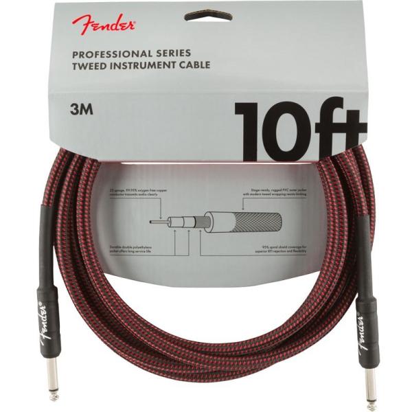 Fender USA PROFESSIONAL SERIES CABLE 10feet (RED TWEED)(#0990820061)