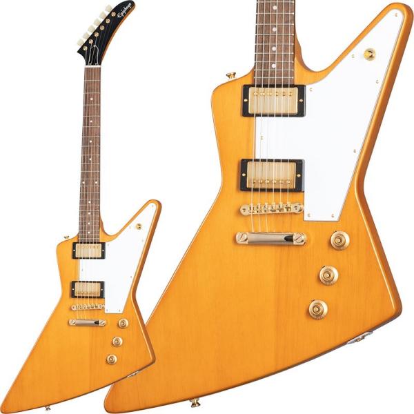 Inspired by Gibson Custom Shop 1958 Korina Explorer Aged Natural (White Pickguard)