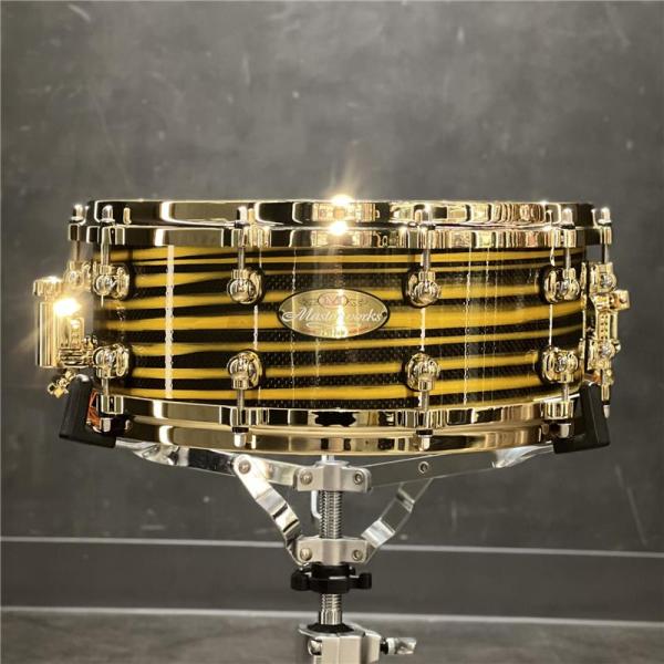 Masterworks Snare Drum 14x5.5 - Gold Swirl on Black Carbon