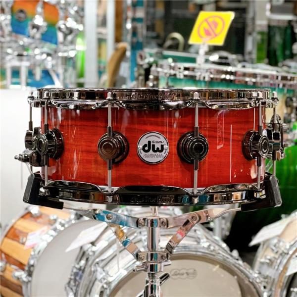Collector's SonicPly Snare Drum 14x5.5 Natural to Quick RED Burst over Horizontal Padauk