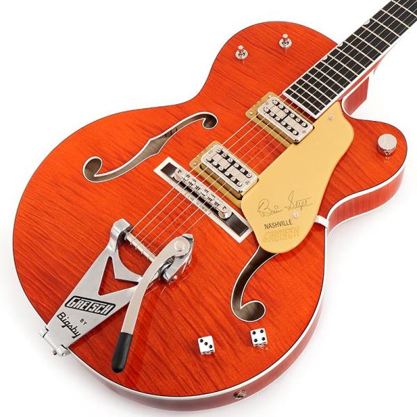 GRETSCH G6120TFM-BSNV Brian Setzer Signature Nashville Hollow Body with Bigsby and Flame Maple（Orange Stain/Ebony）