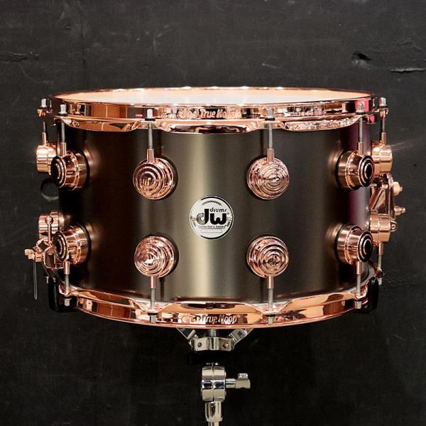Collector's Series Satin Black Over Brass Snare Drum 14"x8" Copper Hardware