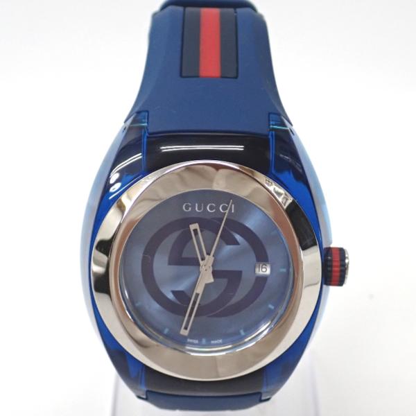 Ft1221001 グッチ 腕時計 クォーツ シンク YA137104A ブルー メンズ  