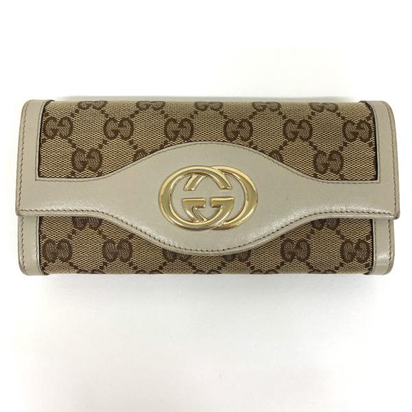 【✨美品✨】GUCCI グッチ インターロッキングGG柄 キャンバス 長財布 IT339472 グッチ 長財布 282431 GGロッキング GGキャンバス レザー