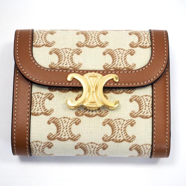 【未使用品級】セリーヌ 三つ折り財布 トリオンフ スモールフラップウォレット CELINE（セリーヌ） Th972534 スモール フラップウォレット トリオンフ