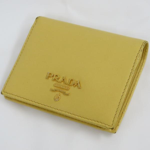 プラダ 二つ折り財布 サフィアーノ 1MV204 イエロー Ts60221 中古 PRADA（プラダ） Ts60221 二つ折り財布 サフィアーノ 1MV204 イエロー