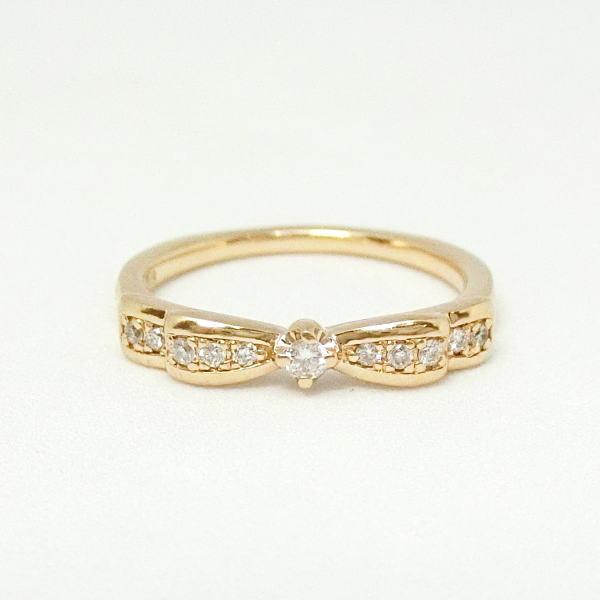 4℃ 【送料無料】4℃ K18PG ダイヤモンド リボンデザインリング 8号  