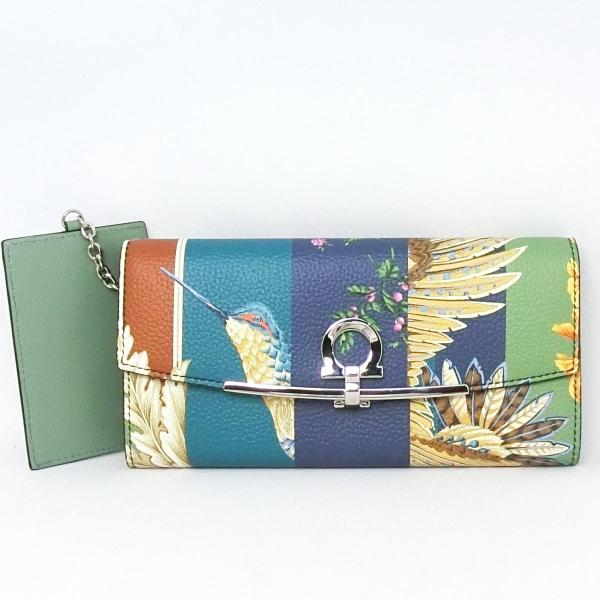 未使用Ferragamo フェラガモ　ガンチーニ　長財布 鳥と花の美しいプリント shichi-nishigaki_c0727ferragamo