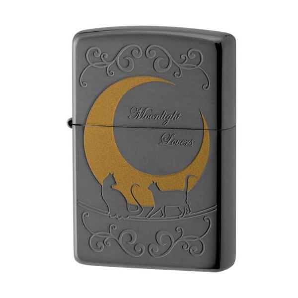猫 ジッポ ジッポーライター zippo ムーンライトラヴァーズ ネコ 1201s616 A キャット ブラックニッケルサテン【メール便250円可】