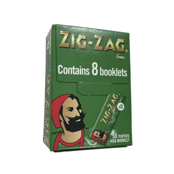 ZIG-ZAG ジグザグ グリーン カットコーナー シングル 巻きたばこ用 ペーパー 50枚×8個入り お得パック マルチパック 柘製作所【メール便250円対応】