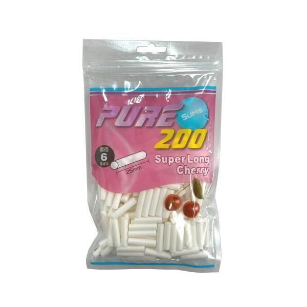 pure ピュア スリムスーパーロング フレーバーフィルター 【チェリー】 手巻きタバコ用フィルター 200個入り シャグ 喫煙具 メール便250円対応