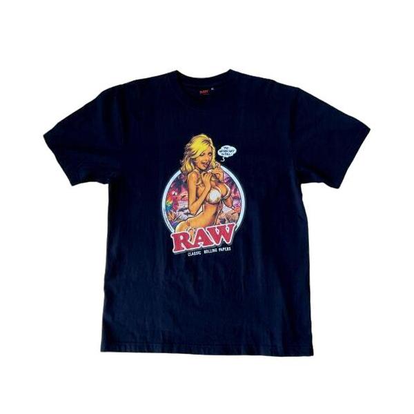 RAW ガール Tシャツ ブラック XLサイズ  ロウ ロー メンズ RAW正規品 ロッキンジェリービーン 【メール便250円可能商品】