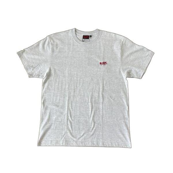 RAW ワンポイント ロゴ  Tシャツ アッシュグレー Lサイズ  ロウ ロー メンズ RAW正規品  【メール便250円可能商品】