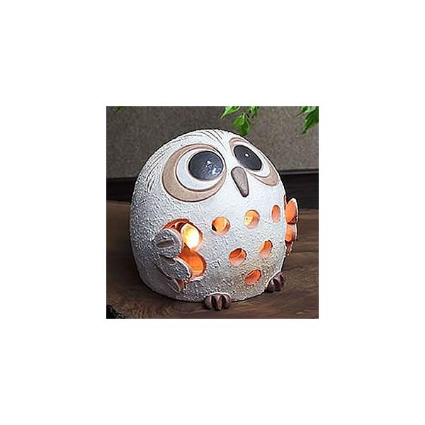 信楽焼 白フクロウ照明 和風 やさしい 幻想的 インテリア 明り ギフト