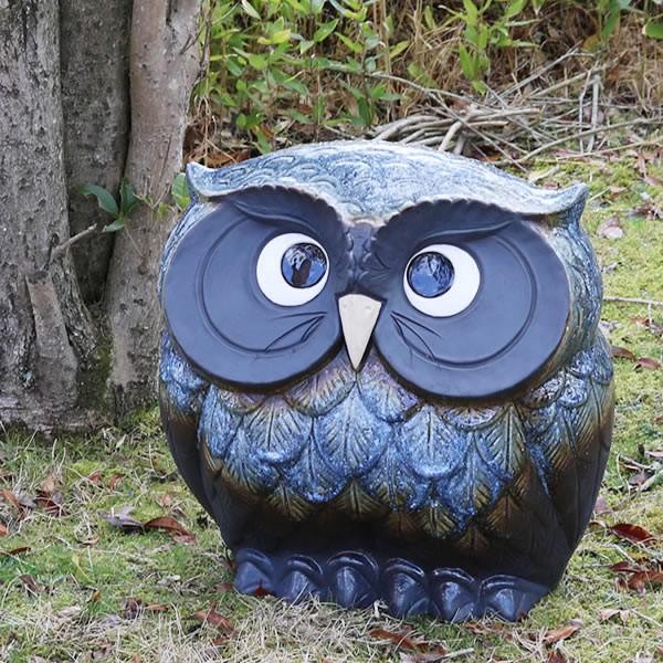 陶器製 フクロウ ふくろう 置物 縁起物 フクロウ かわいい 金色 おしゃれ♡アンティーク アニマル オブジェ 風水