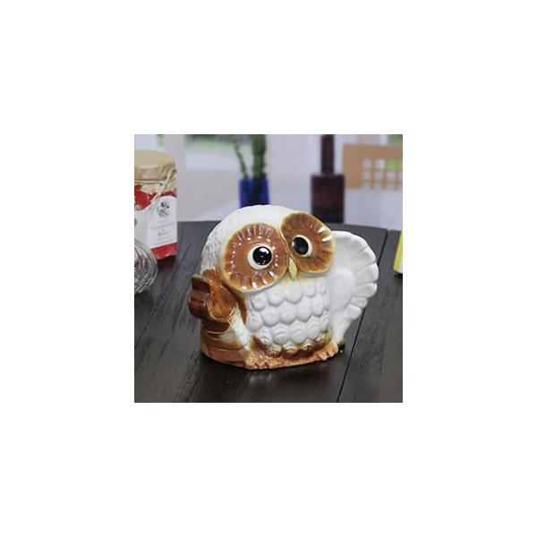 信楽焼 ふくろう 陶器 フクロウ 梟 置物 かわいい おしゃれ ギフト 玄関 新築祝 開店祝 縁起物 インテリア 福こづちふくろう(白) fu-0117