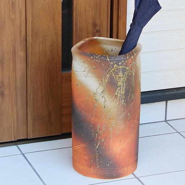 信楽焼傘立て 花彫り 高さ４６cm 信楽焼傘立て 花彫り 高さ46cm 信楽焼傘立て 花彫り 高さ46cm