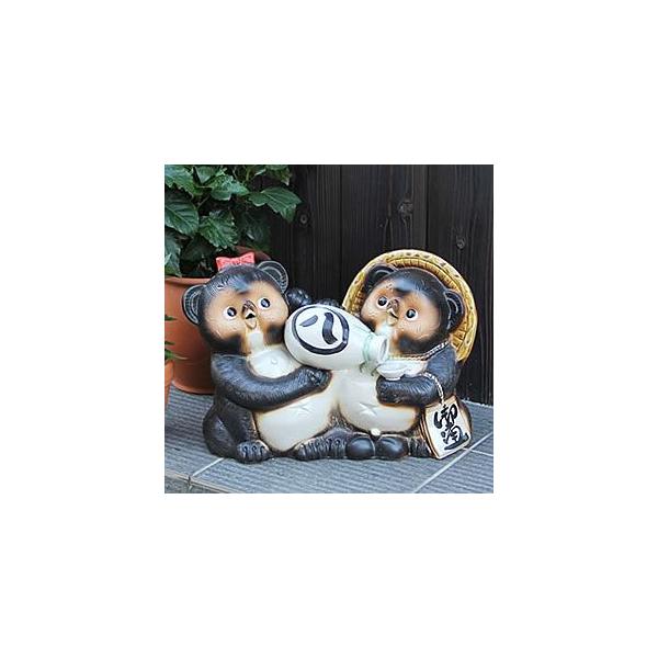 信楽焼 お酌アベック狸 たぬき タヌキ 狸 開運 縁起物 可愛い 徳利