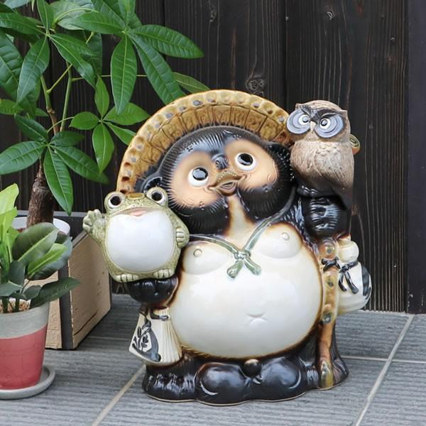 信楽焼 11号ふくろう蛙持ち狸 たぬき タヌキ 狸 開運 縁起物 信楽焼 11号ふくろう蛙持ち狸 たぬき タヌキ 狸 開運 縁起物