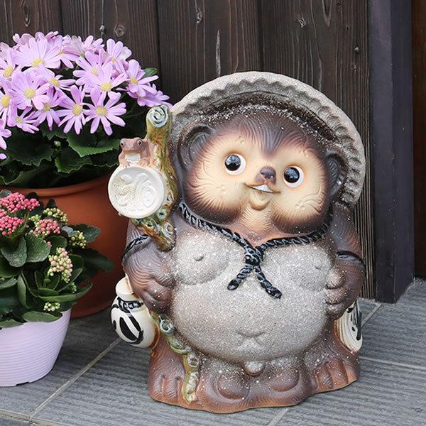 信楽焼 13号古信楽風福々蛙付き狸 たぬき タヌキ 狸 開運 縁起物 信楽焼 13号古信楽風福々蛙付き狸 たぬき タヌキ 狸 開運 縁起物