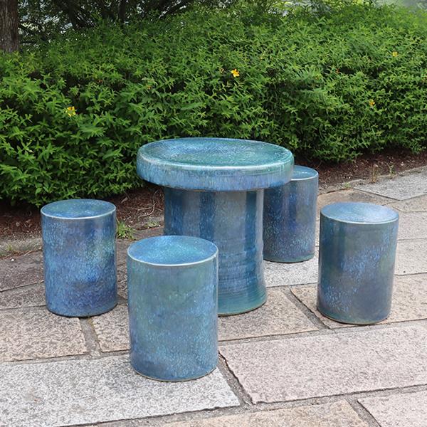 信楽焼 ガーデンテーブル 陶器テーブルセット 庭園テーブル イス