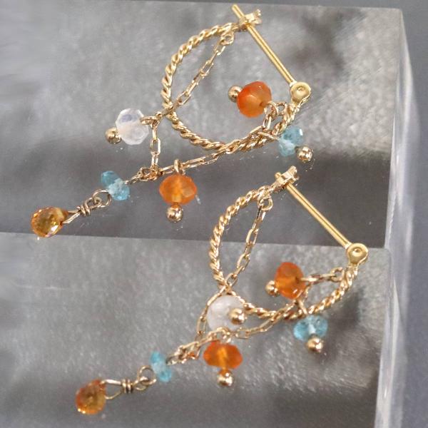 K18/K10マルチカラーストーンピアス 1.7g イエローゴールド : 鴫原質店