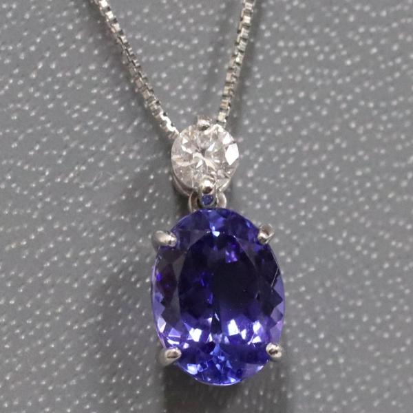 Pt900/850タンザナイトダイヤモンドネックレス TZ1.51 D0.12 2.7g 45cm 