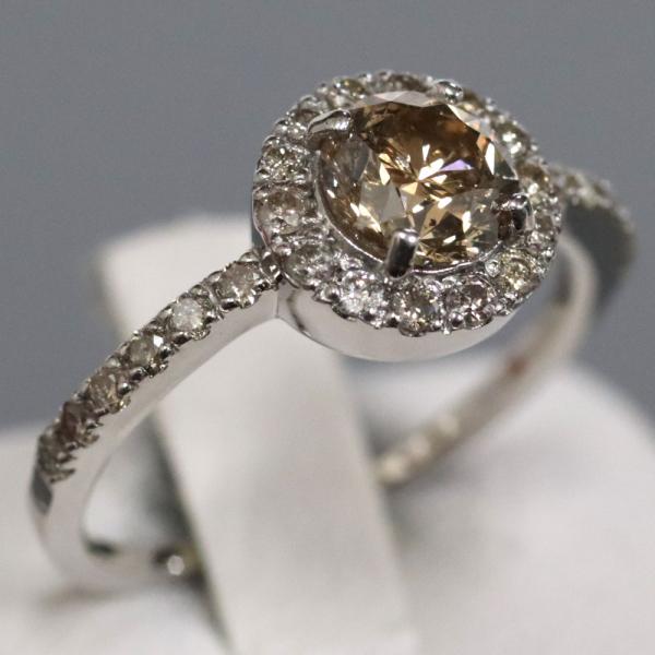 Pt900ブラウンダイヤモンドリング D0.850 D0.29 4.0g #12 : 鴫原質店