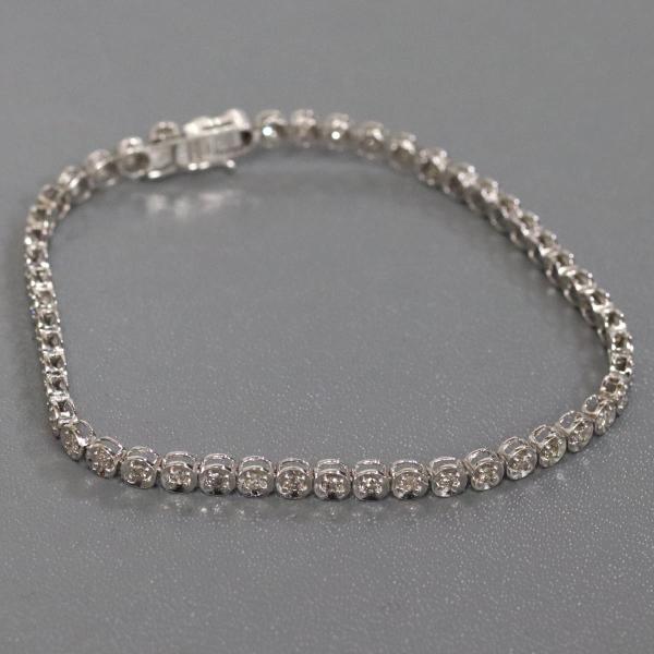 K18WG ダイヤモンド テニスブレスレット 1ct ホワイトゴールド 美品 K18WGテニスブレスレット ダイヤモンド D1.00 5.8g ホワイトゴールド