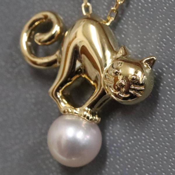MIKIMOTO（ミキモト） K18パールネックレス 5.4g 猫 イエローゴールド