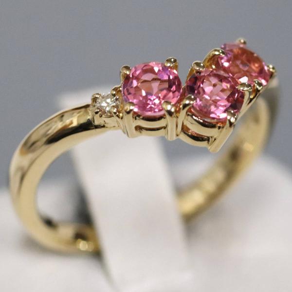 TASAKI k18 バイカラートルマリン TASAKI タサキ K18ピンクトルマリンダイヤモンドリング D0.03 3.4g #11