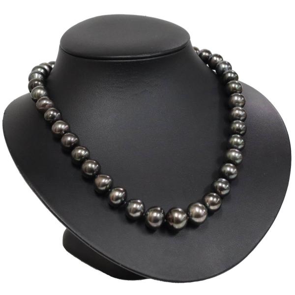 ブラックパールネックレス シルバー金具 11-14mm 44cm 黒真珠 : 鴫原