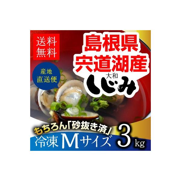 島根県・宍道湖産冷凍しじみ　Mサイズ 3kg（1kg×3袋・3キロ）送料無料 砂抜き済 シジミ 蜆 お取り寄せ しじみ屋かわむら【M3】