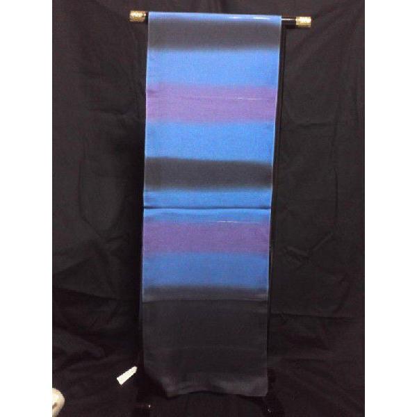 加藤萬謹製 正絹絽ちりめん帯揚 横段染め黒青紫 絽目 Www Workplace No