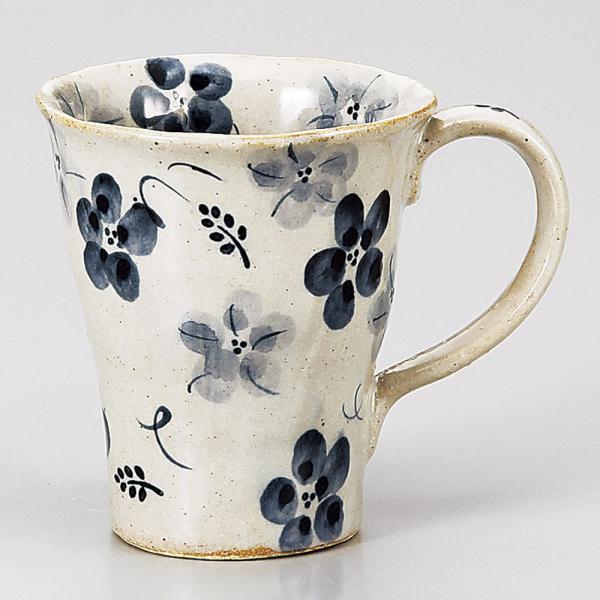 ユニークなデザインの陶器カップ マグカップ 藍花 おしゃれ 和陶器 業務用 美濃焼 22d72613-519