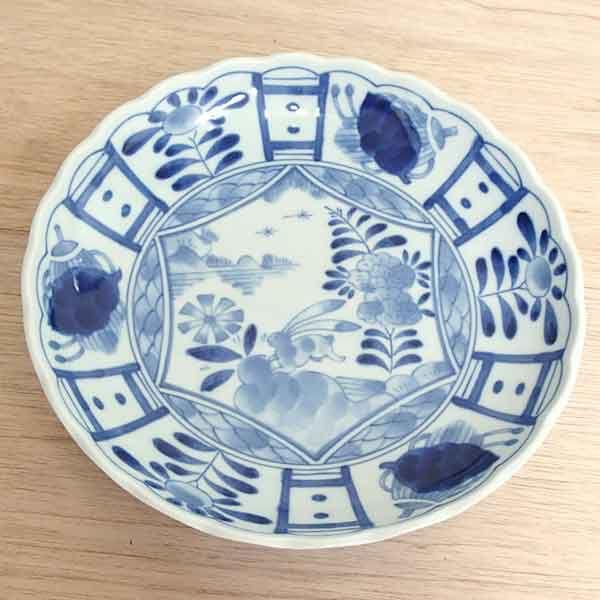 皿 深皿 間取草花紋 菊型8.0皿 23cm おしゃれ 和食器 業務用 美濃焼
