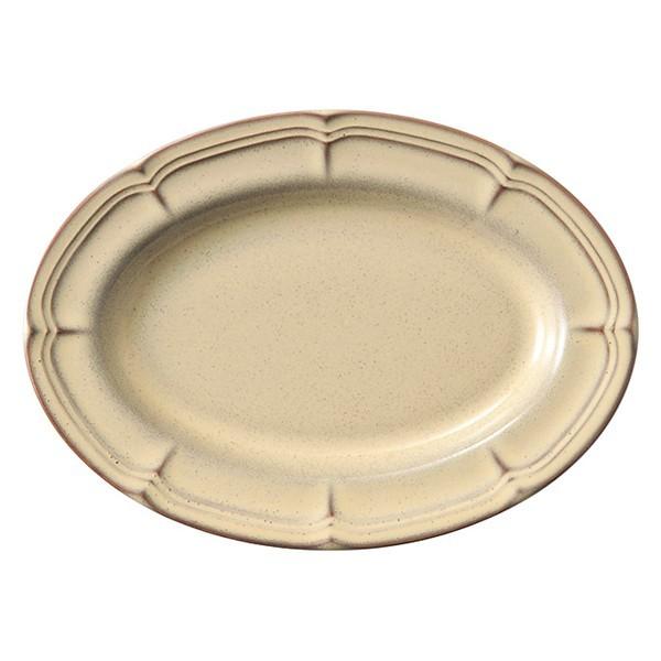 中皿 楕円皿 25cm オーバルプラター ラフィネ シナモンベージュ アンティーク調 洋食器 業務用 美濃焼