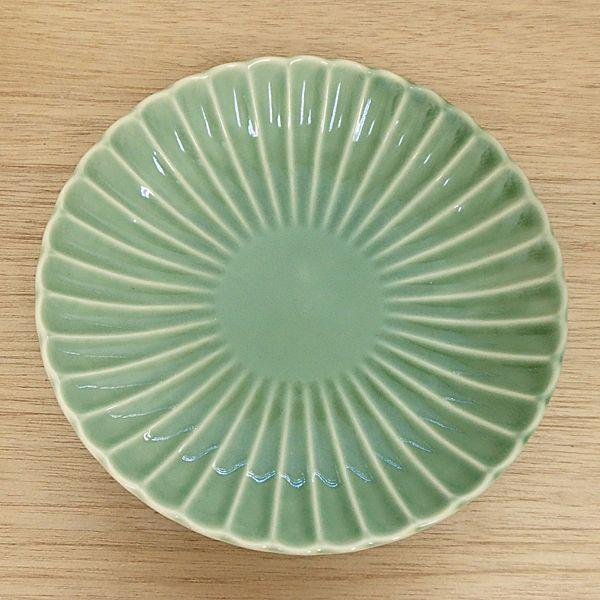 皿 ケーキ皿 取り皿 18.5cm丸皿 緑 かすみ おしゃれ 和食器 業務
